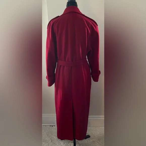 DIANA CHARLES Elegant Red Wool Cashmere Blend Coat Size 11/12 - Picture 4 of 16